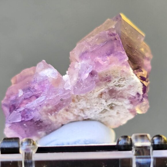 Fluorite ✦ Dolomite Crystal Thumbnail ✦ 19g Purple Cubes & Cream Matrix Specimen - Picture 7 of 17